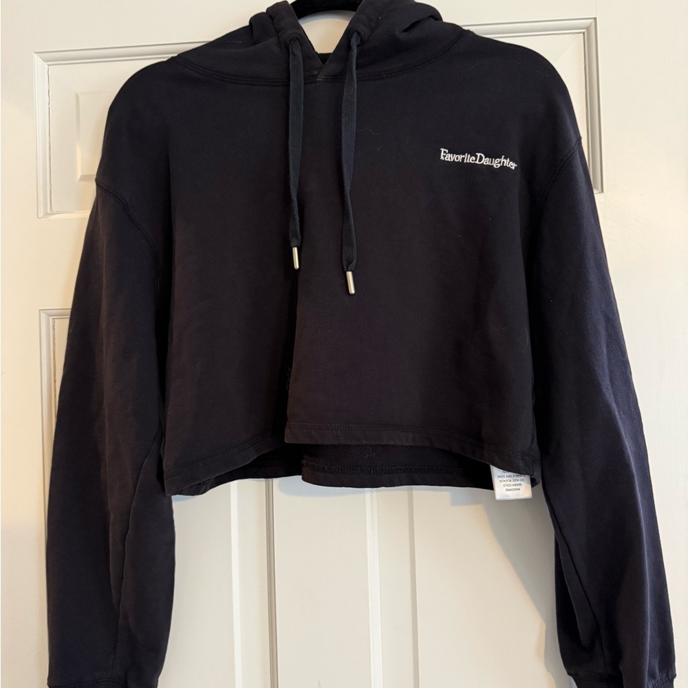 FAVORITE DAUGHTER Black Cropped Hoodie AND SWEATPANTS SET BOTH SZ MEDIUM